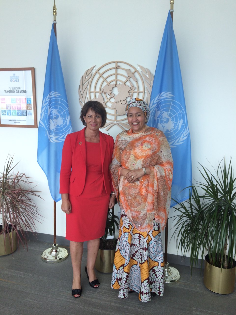 La conseillère fédérale Doris Leuthard et la Vice-Secrétaire générale des Nations Unies, Amina Mohammed